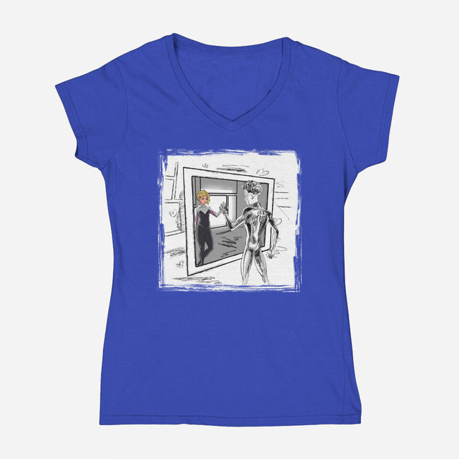 Take On Me Gwen-Womens-V-Neck-Tee-zascanauta