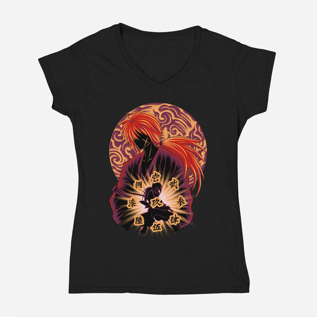 Flying Heaven Sword-Womens-V-Neck-Tee-rmatix