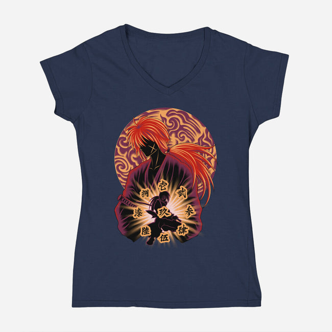 Flying Heaven Sword-Womens-V-Neck-Tee-rmatix
