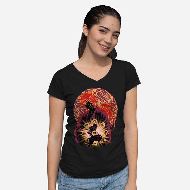 Flying Heaven Sword-Womens-V-Neck-Tee-rmatix