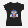 Bubble Tea Penguin-Womens-V-Neck-Tee-FunkVampire