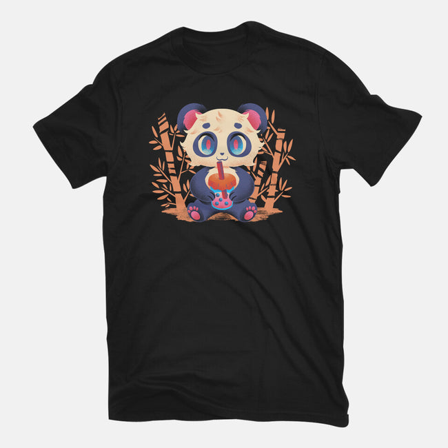 Bubble Tea Panda-Womens-Fitted-Tee-FunkVampire
