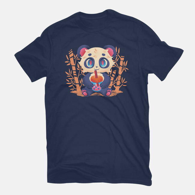 Bubble Tea Panda-Womens-Fitted-Tee-FunkVampire