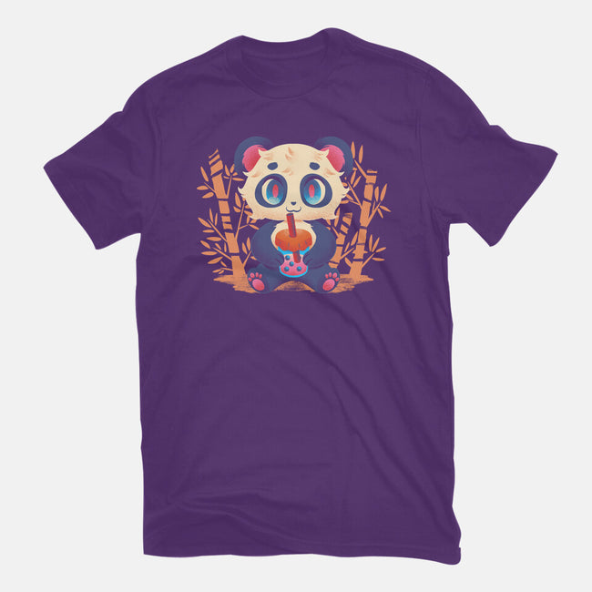 Bubble Tea Panda-Womens-Basic-Tee-FunkVampire