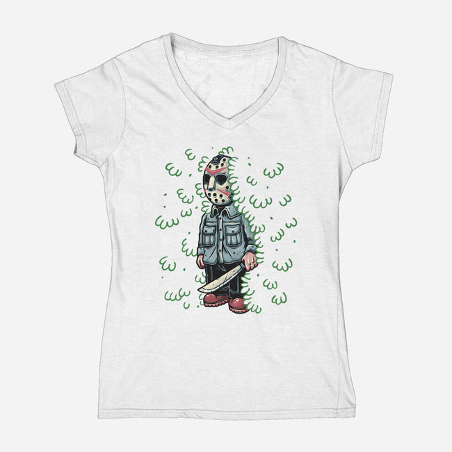 Lurking In The Camp-Womens-V-Neck-Tee-momma_gorilla
