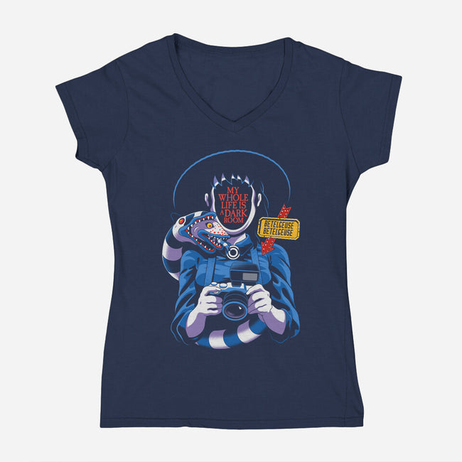 Dark Room-Womens-V-Neck-Tee-Jorgetiradoart