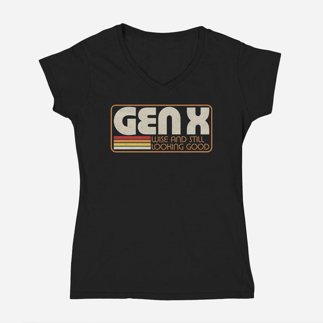Gen X Vintage Quote-Womens-V-Neck-Tee-Studio Mootant