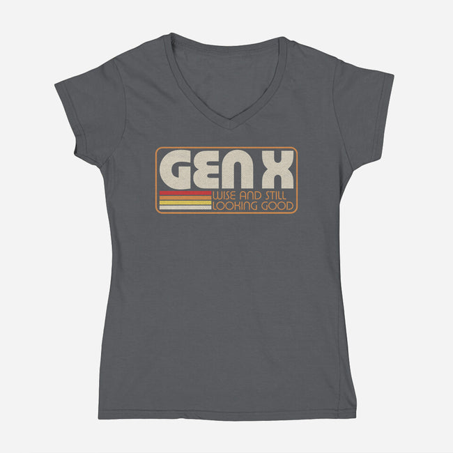 Gen X Vintage Quote-Womens-V-Neck-Tee-Studio Mootant