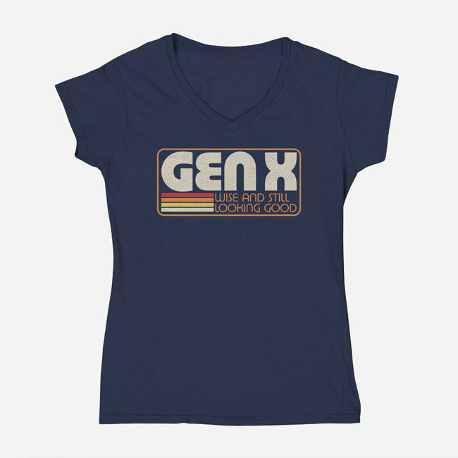Gen X Vintage Quote-Womens-V-Neck-Tee-Studio Mootant