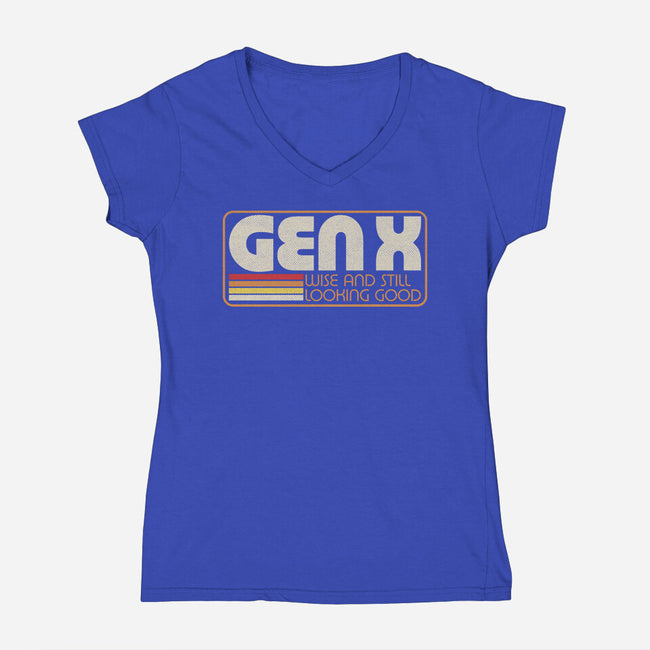 Gen X Vintage Quote-Womens-V-Neck-Tee-Studio Mootant