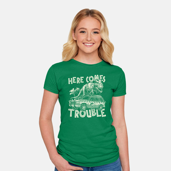 Here Comes Trouble-Womens-Fitted-Tee-momma_gorilla