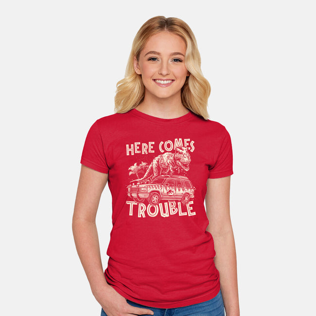 Here Comes Trouble-Womens-Fitted-Tee-momma_gorilla