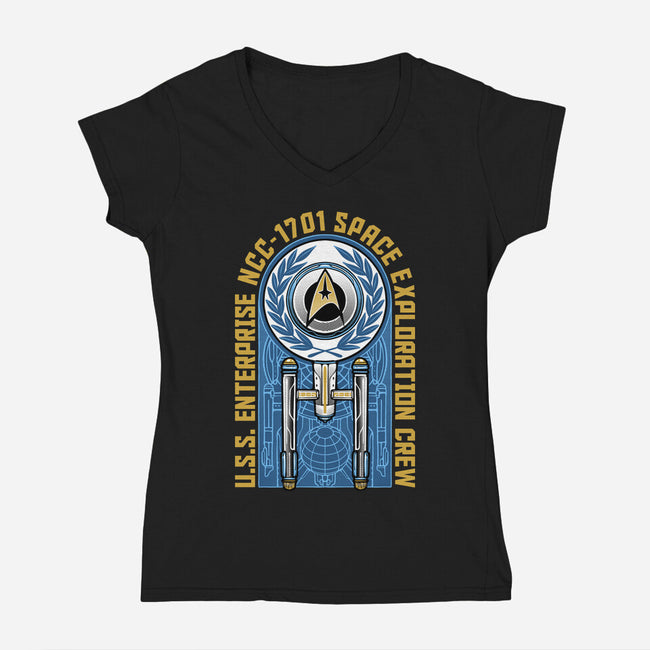 Space Exploration-Womens-V-Neck-Tee-momma_gorilla