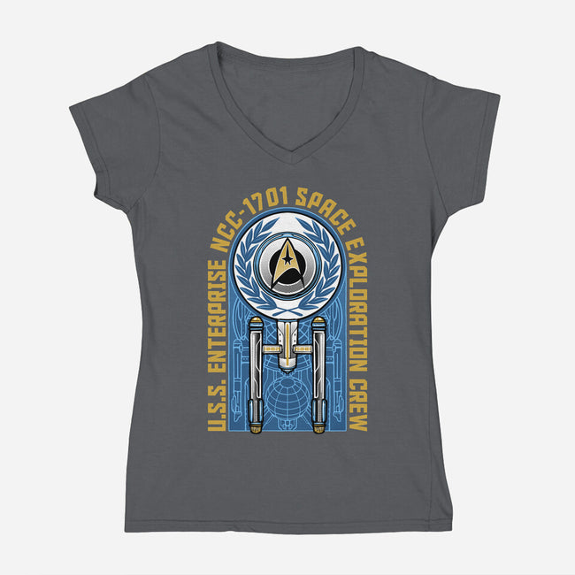 Space Exploration-Womens-V-Neck-Tee-momma_gorilla