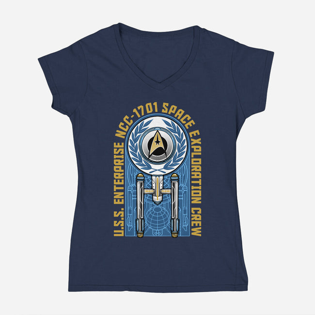 Space Exploration-Womens-V-Neck-Tee-momma_gorilla