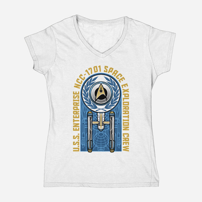 Space Exploration-Womens-V-Neck-Tee-momma_gorilla