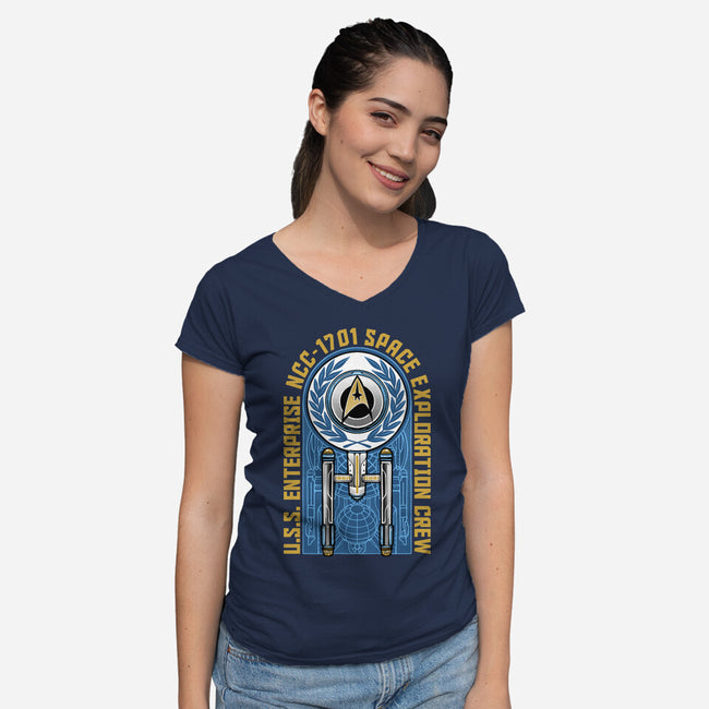 Space Exploration-Womens-V-Neck-Tee-momma_gorilla