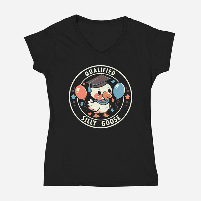 Qualified Silly Goose-Womens-V-Neck-Tee-TechraNova