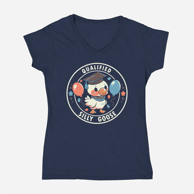 Qualified Silly Goose-Womens-V-Neck-Tee-TechraNova