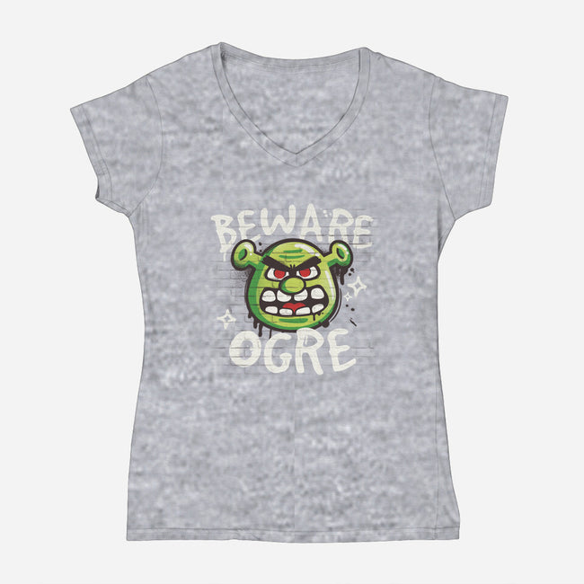 Beware Ogre-Womens-V-Neck-Tee-NemiMakeit
