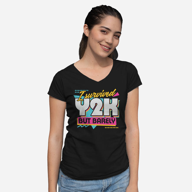 Y2K Vintage Quote-Womens-V-Neck-Tee-Studio Mootant