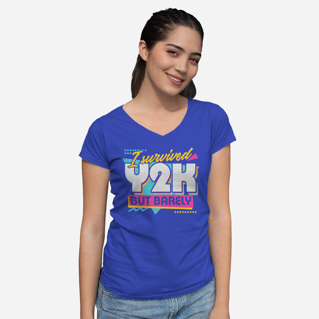 Y2K Vintage Quote-Womens-V-Neck-Tee-Studio Mootant