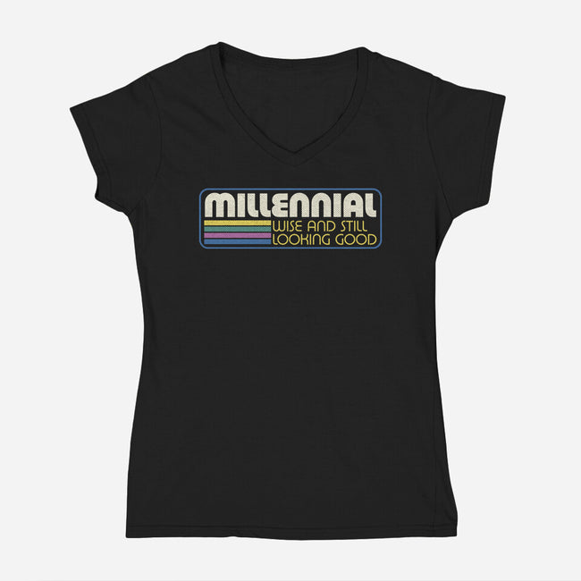 Millennial Vintage Quote-Womens-V-Neck-Tee-Studio Mootant