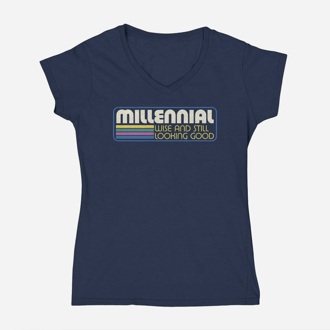 Millennial Vintage Quote-Womens-V-Neck-Tee-Studio Mootant