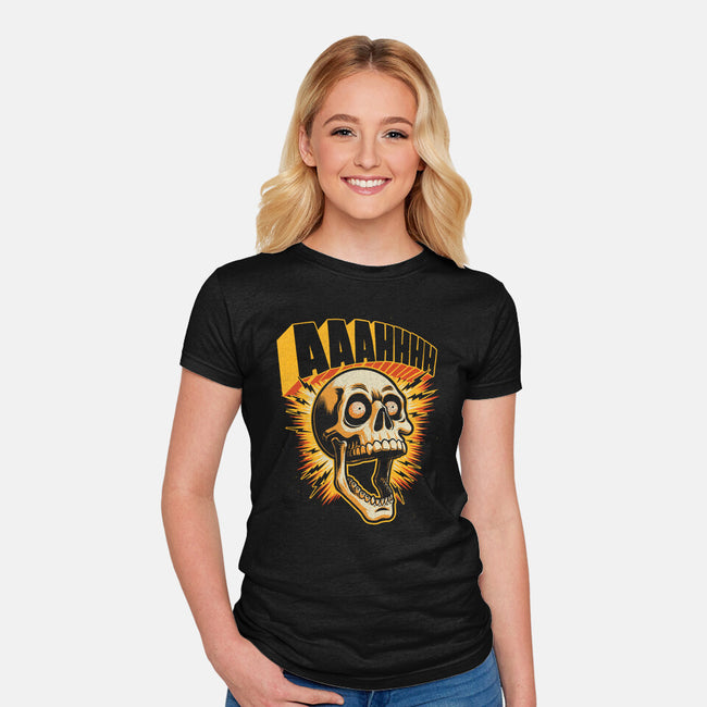 Skull Anxiety Scream-Womens-Fitted-Tee-Studio Mootant