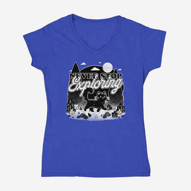 Cat Wilderness Exploration-Womens-V-Neck-Tee-Studio Mootant
