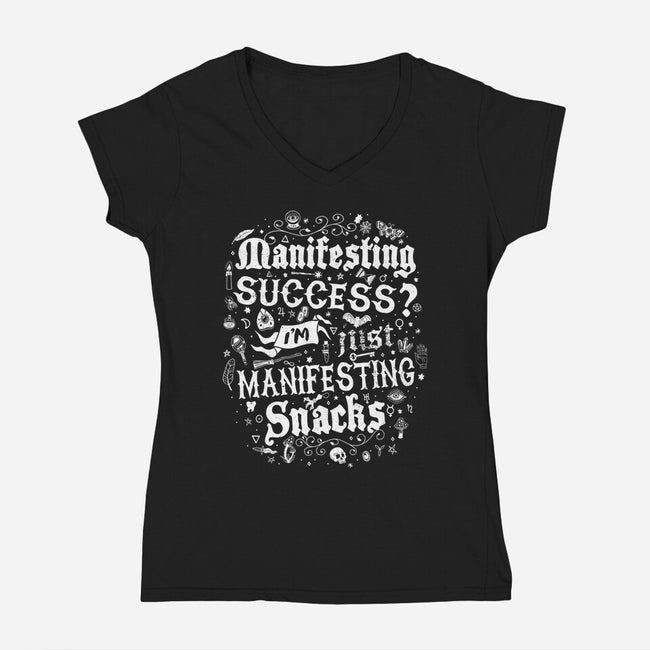Manifesting Snacks-Womens-V-Neck-Tee-Nemons