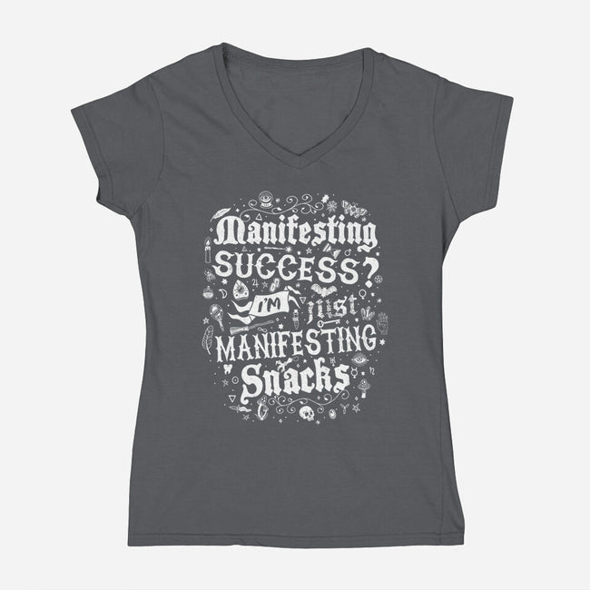 Manifesting Snacks-Womens-V-Neck-Tee-Nemons