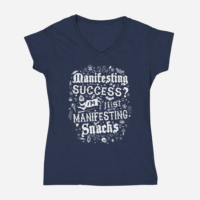 Manifesting Snacks-Womens-V-Neck-Tee-Nemons