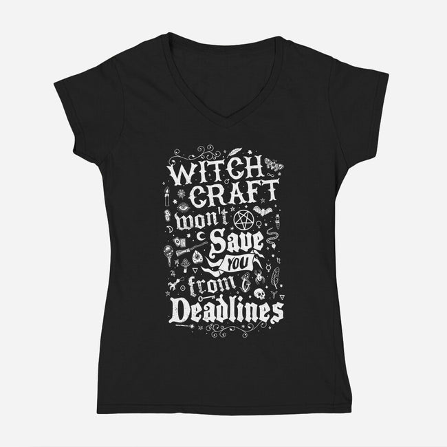 Witch Deadlines-Womens-V-Neck-Tee-Nemons