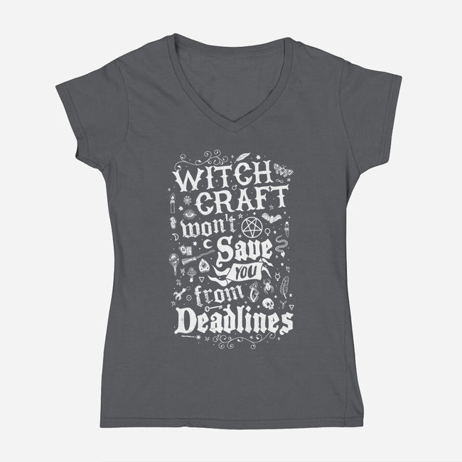 Witch Deadlines-Womens-V-Neck-Tee-Nemons