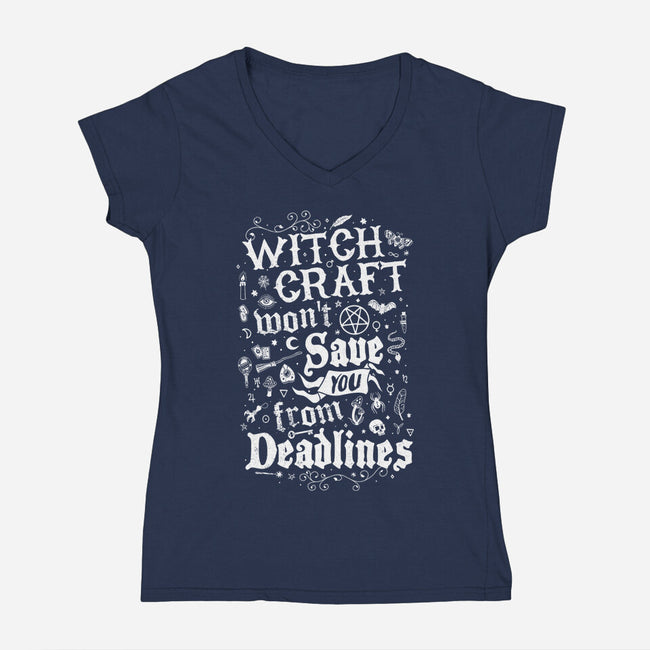Witch Deadlines-Womens-V-Neck-Tee-Nemons