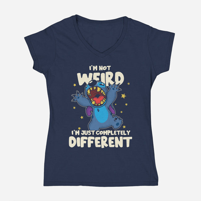Completely Different-Womens-V-Neck-Tee-turborat14