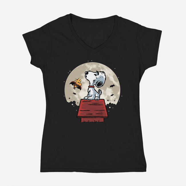 WereBeagle-Womens-V-Neck-Tee-erion_designs