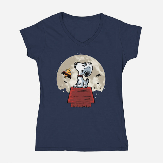 WereBeagle-Womens-V-Neck-Tee-erion_designs