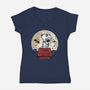 WereBeagle-Womens-V-Neck-Tee-erion_designs