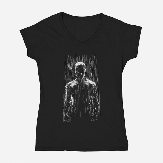 The Red Devil-Womens-V-Neck-Tee-kharmazero