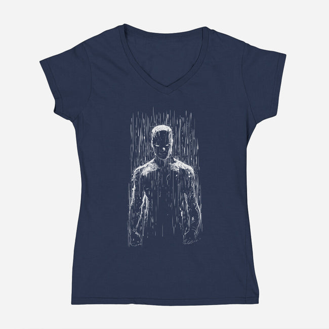 The Red Devil-Womens-V-Neck-Tee-kharmazero