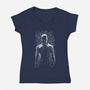 The Red Devil-Womens-V-Neck-Tee-kharmazero