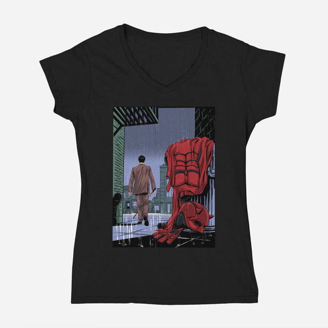 Daredevil No More-Womens-V-Neck-Tee-zascanauta