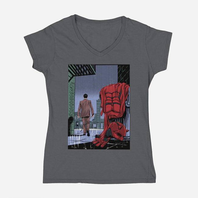 Daredevil No More-Womens-V-Neck-Tee-zascanauta