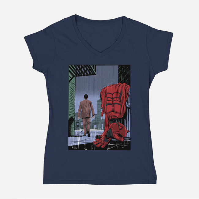 Daredevil No More-Womens-V-Neck-Tee-zascanauta