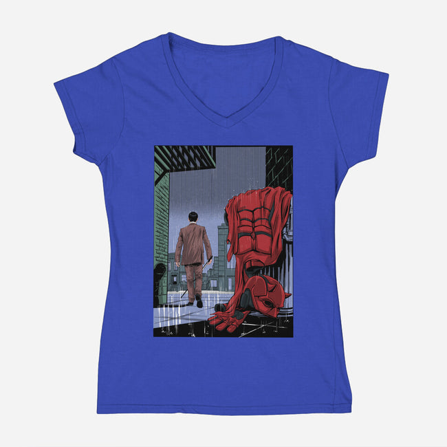 Daredevil No More-Womens-V-Neck-Tee-zascanauta