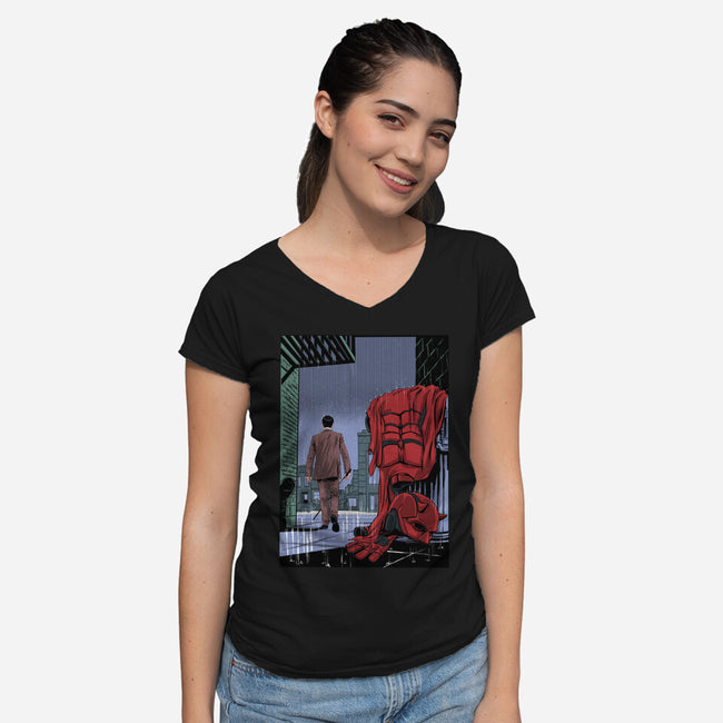 Daredevil No More-Womens-V-Neck-Tee-zascanauta