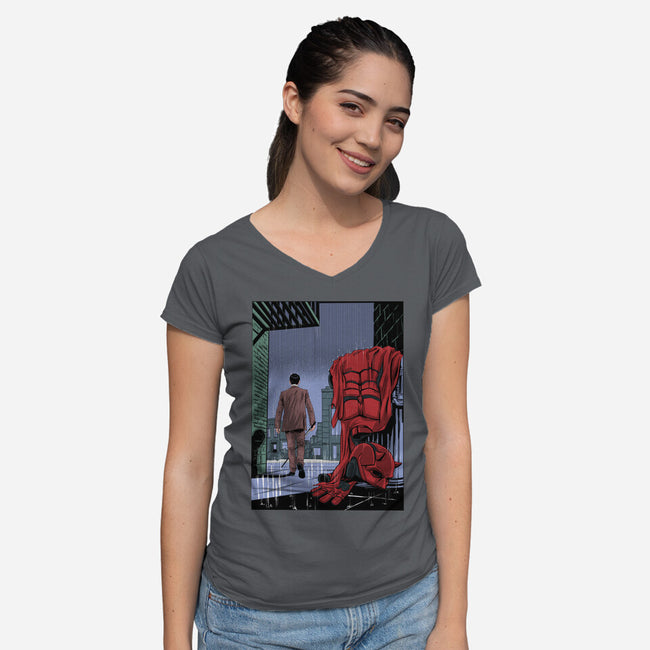 Daredevil No More-Womens-V-Neck-Tee-zascanauta