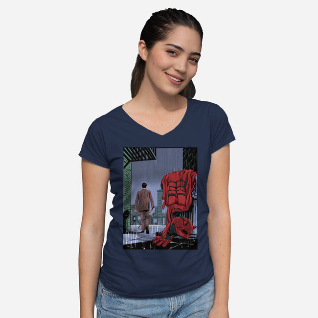 Daredevil No More-Womens-V-Neck-Tee-zascanauta